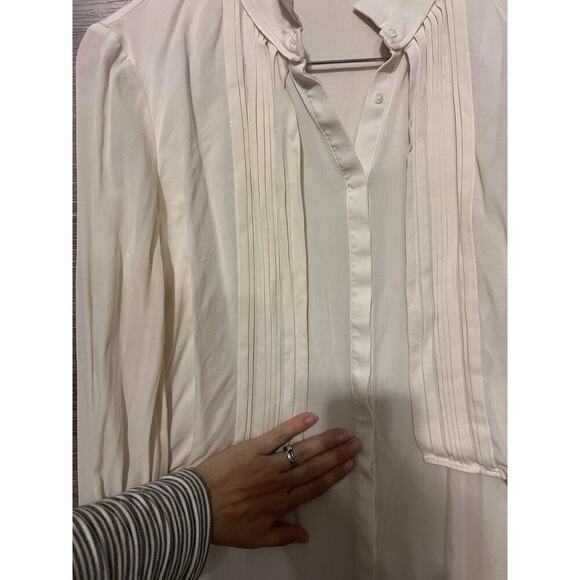 Marchesa Voyage Women Ivory Sz 2 Small Silk Top Blouse Cottagecore Peasant - Picture 6 of 9